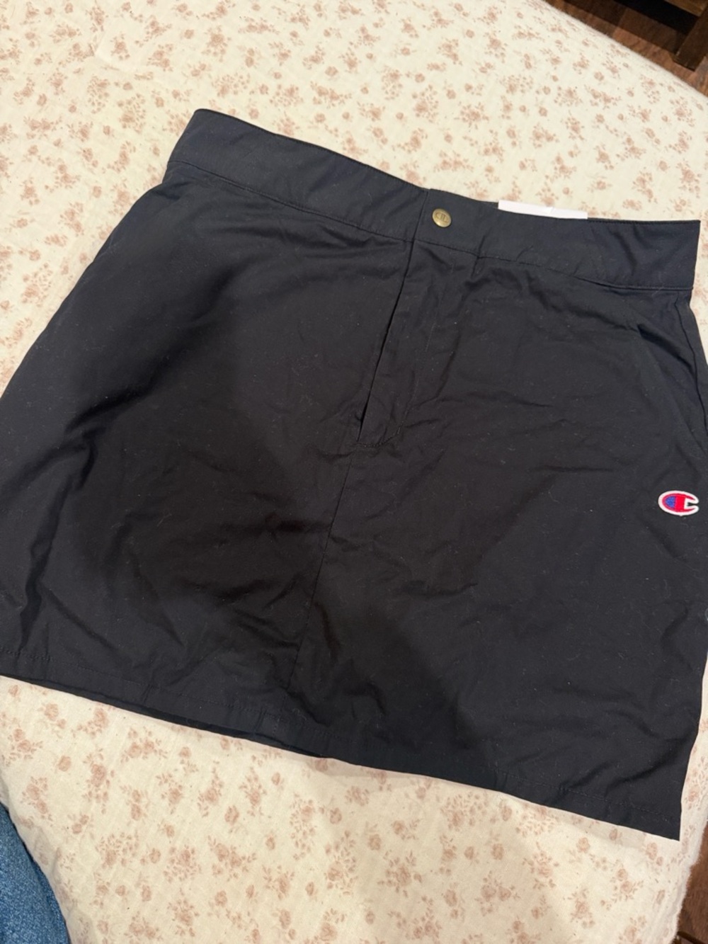 Champion Black Mini Skirt with Logo Patch
